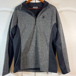 Spyder Outbound Half-Zip Core  Pullover Sweater Grey Black Fleece Large